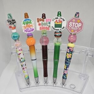 Positive Sayings Bling and Beaded Pen Black Ink